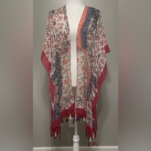 Do Everything In Love Anthropologie Kimono One Size Patchwork Sheer Paisley